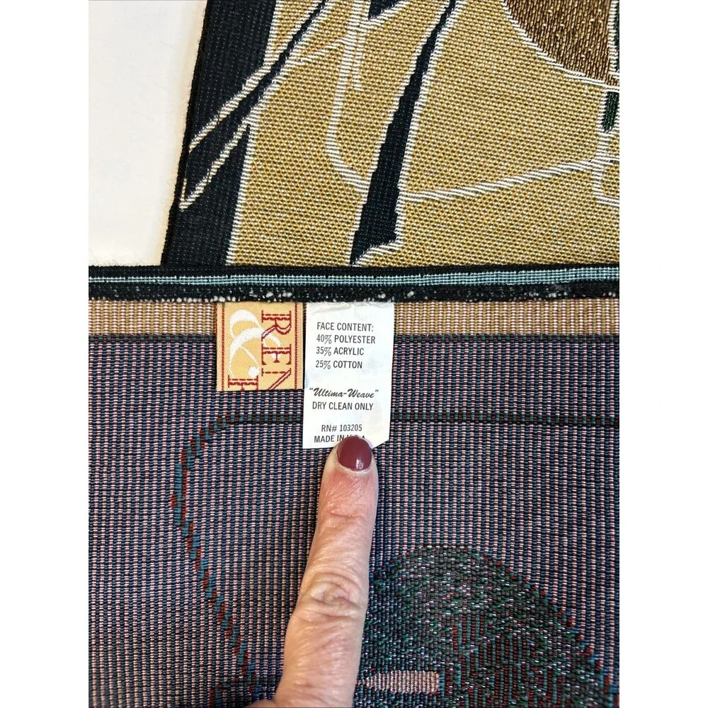 Rennie & Rose Woven Tapestry Table Runner Crow Motifs Made in USA